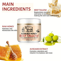 Manuka Honey Tallow Cream – Triple Moisturizing & Firming