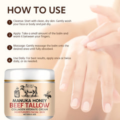 Manuka Honey Tallow Cream – Triple Moisturizing & Firming