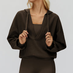 Big Pocket Cap Coat Large V neck Loose Comfortable Outdoor Top Outdoor Running Exercise Coat