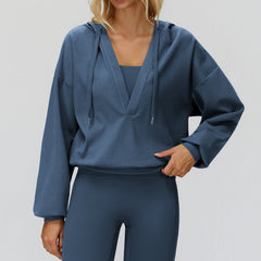 Big Pocket Cap Coat Large V neck Loose Comfortable Outdoor Top Outdoor Running Exercise Coat