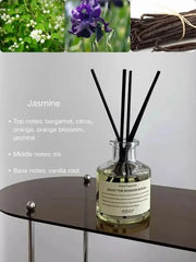 50ml Aromatherapy Essential Oil Flameless Freesia Jasmine Fragrance Oil with Reed Diffuser Stick Home Room Air Freshener Decor