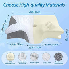 1pc Memory Foam Cervical Pillow – 2-in-1 Ergonomic Contour Orthopedic Neck Support