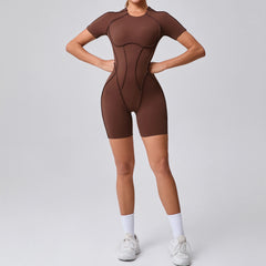 Women’s Short Jumpsuit – Backless Scrunch Booty Yoga Set