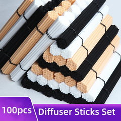 100pcs Reed Diffuser Sticks – 3mm x 8in Fiber Aromatherapy Sticks