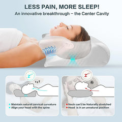 1pc Memory Foam Cervical Pillow – 2-in-1 Ergonomic Contour Orthopedic Neck Support