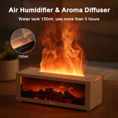 Air Humidifier & Aroma Diffuser – LED Flame with Remote Control