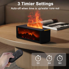 Air Humidifier & Aroma Diffuser – LED Flame with Remote Control