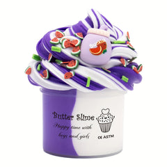 2.37oz Fluffy Two-Tone Butter Slime – Super Soft Stretchy Clay Toy