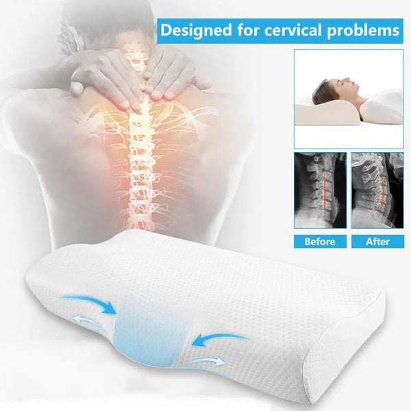 Memory Foam Orthopedic Butterfly Pillow – Cervical Support & Neck Protection