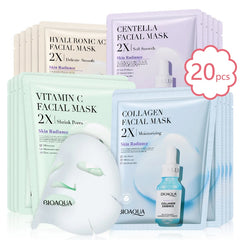 BIOAQUA Centella Collagen Face Mask – 20PCS Hydrating Sheet Masks