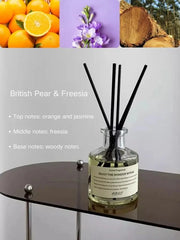 50ml Aromatherapy Essential Oil Flameless Freesia Jasmine Fragrance Oil with Reed Diffuser Stick Home Room Air Freshener Decor