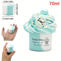 2.37oz Fluffy Two-Tone Butter Slime – Super Soft Stretchy Clay Toy