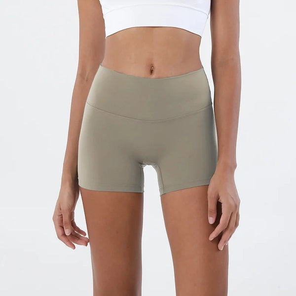 GymHUB Hip-Lifting Yoga Shorts – High Waist Peach Nude Running Pants