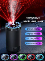 Rechargeable Car Aroma Diffuser with Starry Sky Lights
