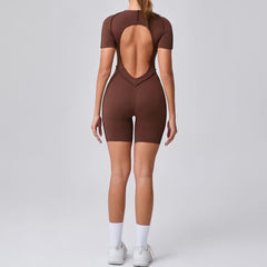 Women’s Short Jumpsuit – Backless Scrunch Booty Yoga Set