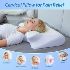 1pc Memory Foam Cervical Pillow – 2-in-1 Ergonomic Contour Orthopedic Neck Support