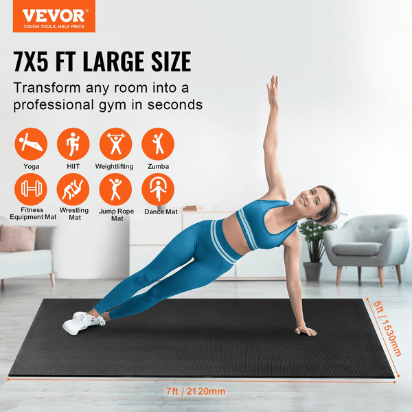 Large Non-Slip Exercise Mat 7x5 ft