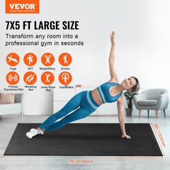 Large Non-Slip Exercise Mat 7x5 ft