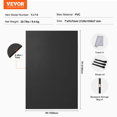Large Non-Slip Exercise Mat 7x5 ft